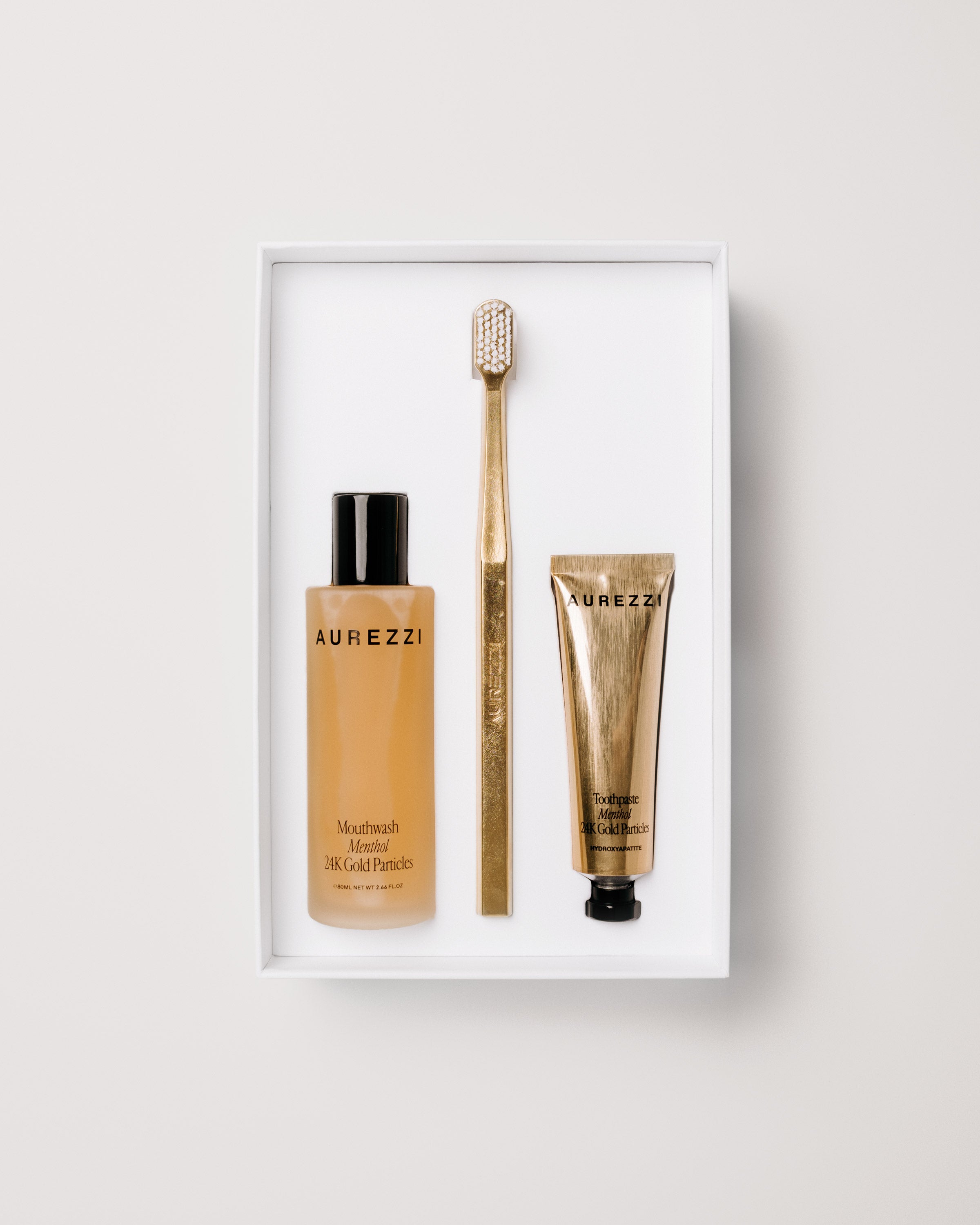 Travel Trio Gold - White Bristles – AUREZZI