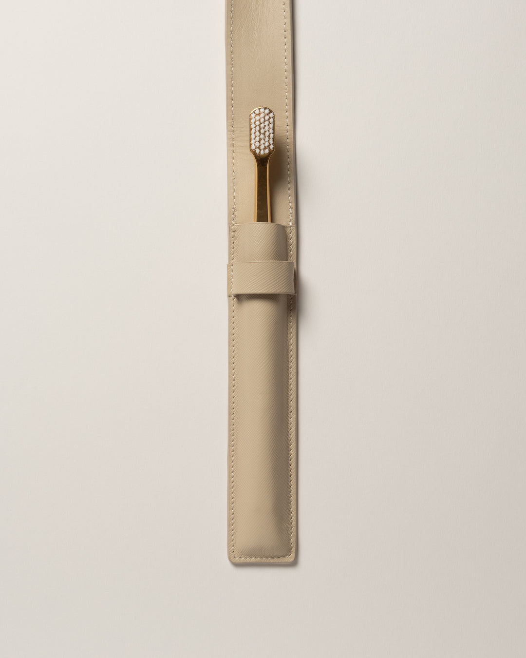 Kit - Saffiano Leather Case Flap/Beige & Toothbrush