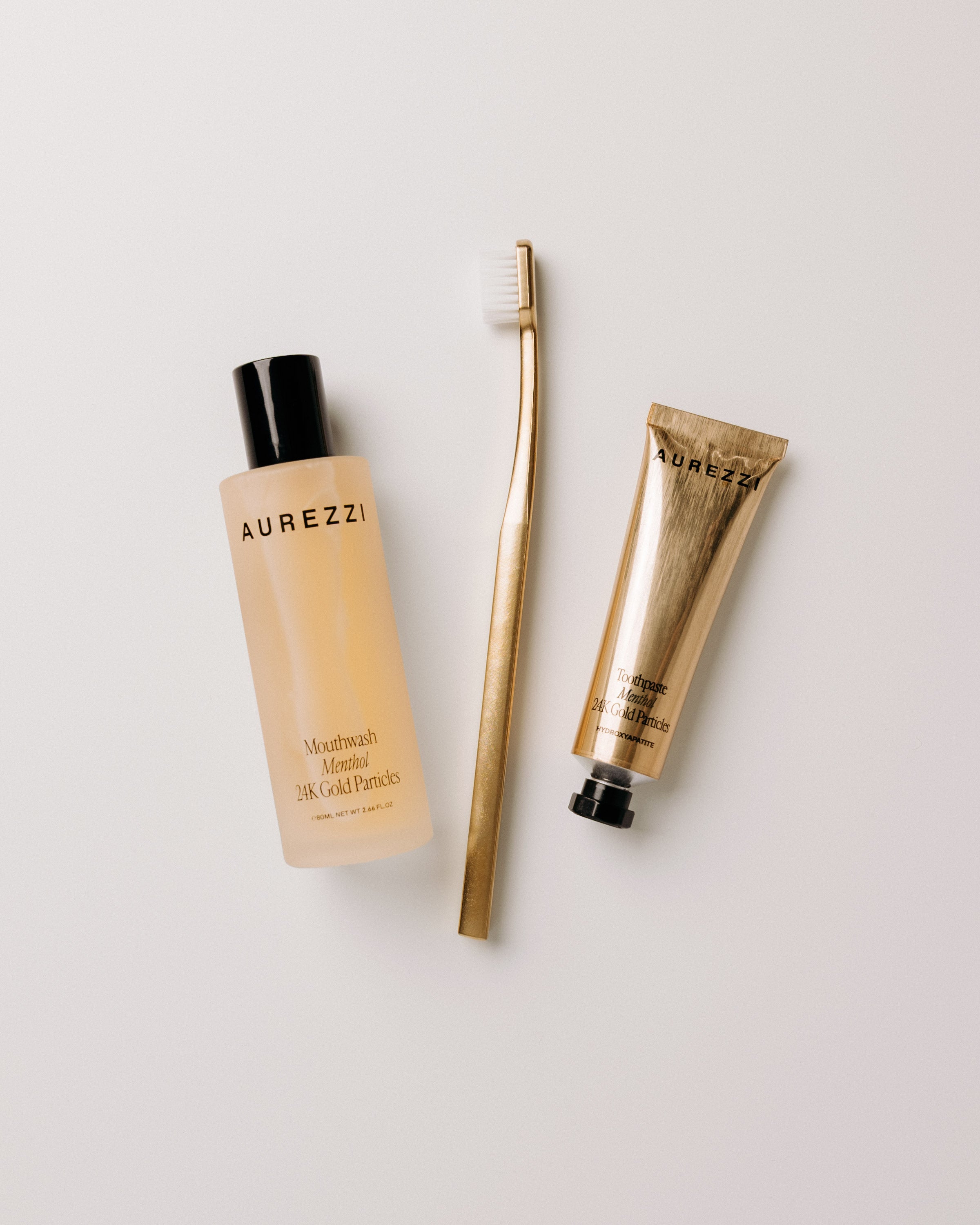 Travel Trio Gold - White Bristles – AUREZZI